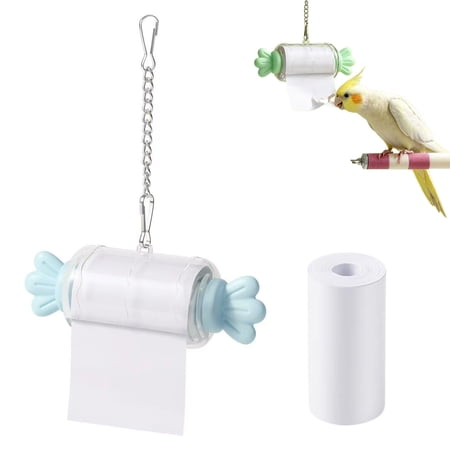 Bird Shredding Toys, Parrot Rolling Paper Play Toy with Hanging Chain, Interactive Chewing Accessory for Parakeet Cockatiel & Medium Parrot Cage Use