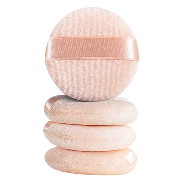 4 Almohadillas para Polvos Sueltos, Esponjas CosméTicas, Aplicador de Maquillaje de Terciopelo, Base Lavable para Polvos con Estuche