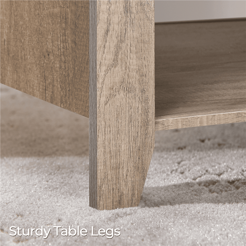 Alden Design 41" Wooden Lift Top Coffee Table with 2 Storage Compartments for Living Room, Rustic Gray