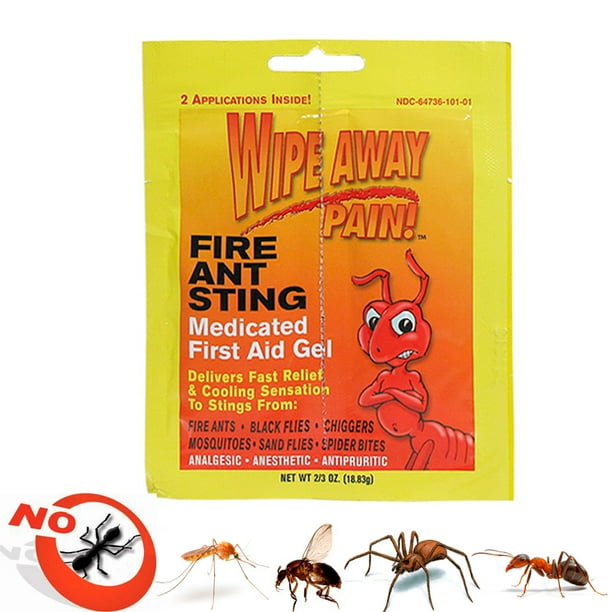 Fire Ant Medicated Gel Wipe Away Pain Camping Ointment Bug Insect Bite First Aid