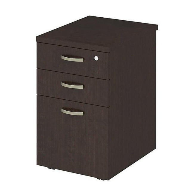 Pemberly Row Contemporary 3-Drawer Mobile Filing Cabinet in Cherry