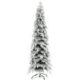 thumbnail image 1 of HOMCOM 7ft Tall Pencil Christmas Tree, Artificial Flocked Xmas Tree with 800 Branch Tips, Auto Open, Steel Base, for Home Office Holiday Décor, Green, 1 of 8