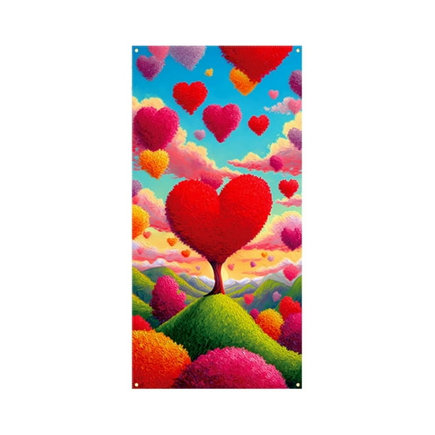 Decoraciones para San Valentín, adornos para San Valentín, regalos para San Valentín. 35 x 72 pulgadas. Cortina para puerta de San Valentín. Decoración para puerta y pared de San Valentín. Decoración