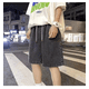 thumbnail image 1 of Pantalones cortos vaqueros de pierna recta de estilo japonés para hombre, versión delgada de verano, pantalones informales de cinco piezas de pierna ancha y corte holgado de longitud media, 1 of 5