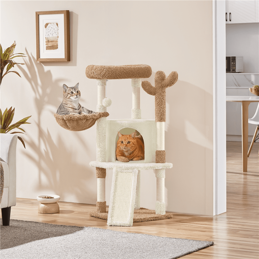 Renwick 42" Height Cactus Cat Tree with Scratching Posts and Platform, Beige/Brown