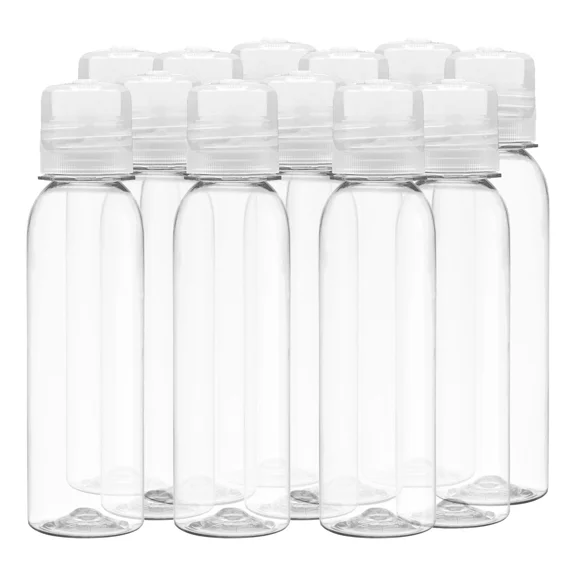 4 oz Clear PET Cosmo Plastic Bottle with Clear Twist Top Cap (12 pack)