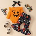 thumbnail image 2 of Mercatoo Halloween Toddler Baby Girls Outfit Long Sleeve Romper Shirt Bell Bottoms Baby Girl Halloween Clothes Set, 2 of 9