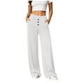 thumbnail image 4 of Yoga Pants for Women Elastic Waist Pocket Sport Wide Leg Pants Casual Solid Color Running Trousers, 4 of 7