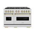 thumbnail image 2 of ZLINE Autograph Edition 48 in. 6.7 cu. ft. Classic Double Oven Dual Fuel Range with 8 Burner Gas Cooktop in DuraSnow Stainless Steel and Champagne Bronze Accents (CDRSZ-48-CB), 2 of 2
