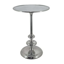 Modern Aluminum Side Table - 23 Inch Round Accent Table, Silver Finish, Living Room Decor