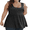 Black, variant on Plus Size Women's Summer Flowy Tank Top - U-Neck, Ruched Waist, A-Line Swing Hem, for Casual Daily Wear(1X-5X)