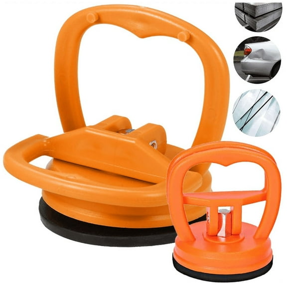 Xiyztok 2 Piece Dent Puller Portable Large Small Automotive Dent Puller, Powerful Suction Cup Handle Lifter,Orange