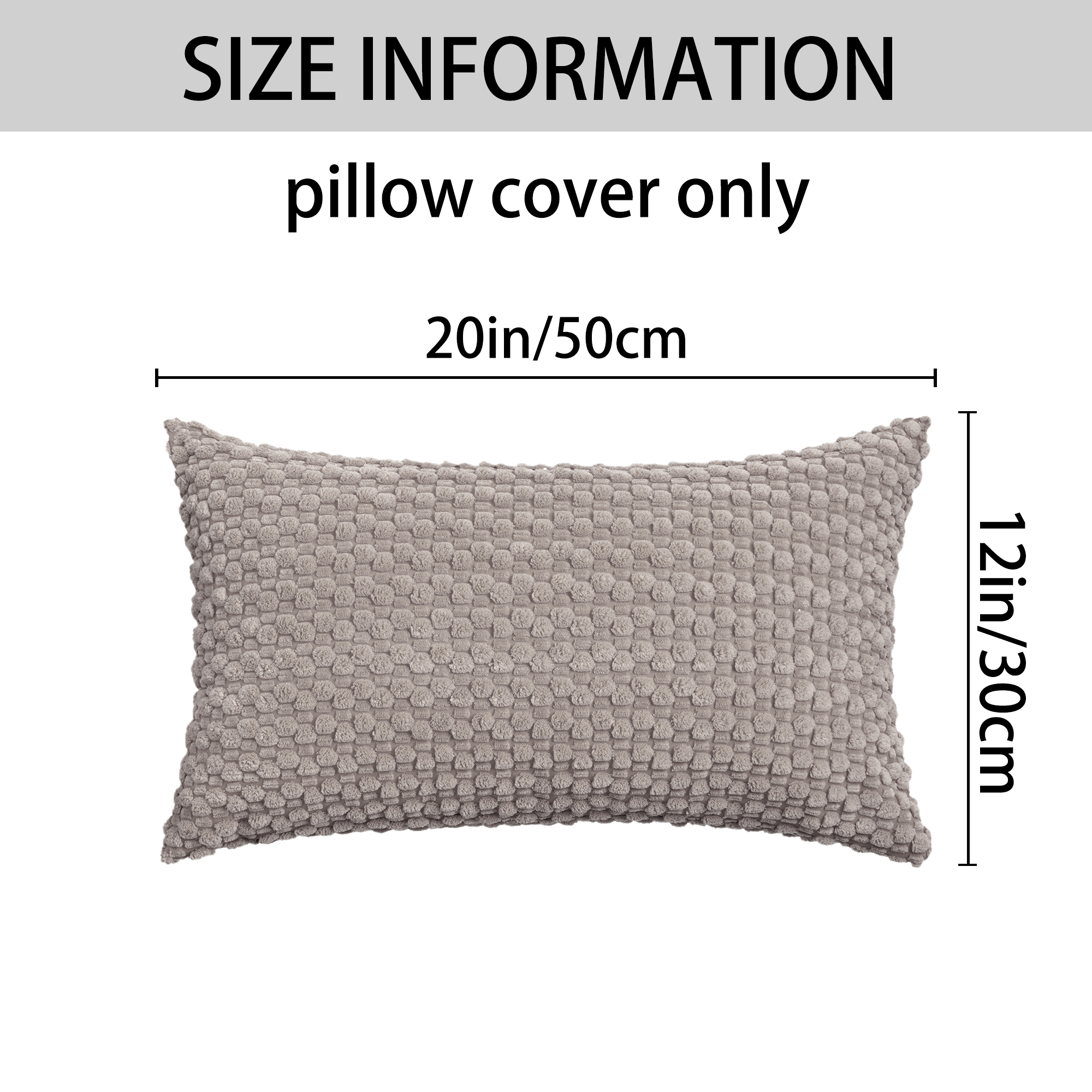 Unique Bargains Corduroy Throw Pillow Covers Set of 2 Grey 20" x 12"