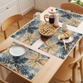 thumbnail image 5 of Navy Blue Brown Placemats Set of 12 Rustic Tropical Botanical Palm Leaves Place Mats Indoor Wipeable Table Mats Washable Cloth Dining Table Placemats for Kitchen Holiday Party Home Decor 13x19 Inch, 5 of 9