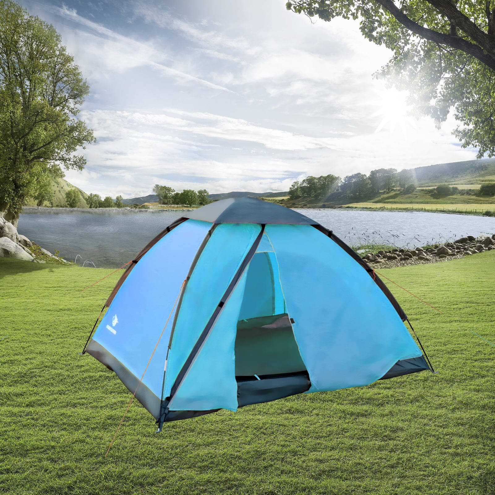 Arctic Lemmings 7 × 6 × 4.4 ft 3-Person Camping Tent Waterproof, Lightweight, and Durable for Backpacking, Hiking & Outdoor Use (Blue)