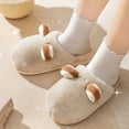 thumbnail image 2 of Mens and Womens Couple Furry Slippers Fluffy Plush Cute Ears Memory Foam Thick Bottom Soft Sole Comfortable Non-Slip Warm Winter Home Slippers Khaki, 2 of 9