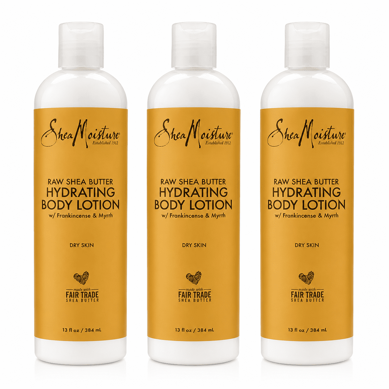 SheaMoisture Raw Shea Butter Hydrating Body Lotion, 13 oz, Pack of 3 – Deep Moisturizer for Dry Skin with Coconut Oil, Frankincense & Myrrh, Paraben-Free