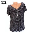 thumbnail image 1 of Camiseta de mujer con cuello en V, manga corta, camiseta de verano informal estampada, negro, 3XL Vogacara  AP001653-06, 1 of 6