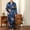 Blue, variant on uublik Pajama Set for Men Satin Robe with Pants Set Bathrobe Lightweight Soft Sleepwear Loungewear, Black
