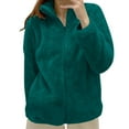 thumbnail image 2 of larppty Women's Autumn Winter Casual Solid Color Long Plush Polar Fleece Jacket - Warm Zipper Coat with Pockets（Green，L）, 2 of 4