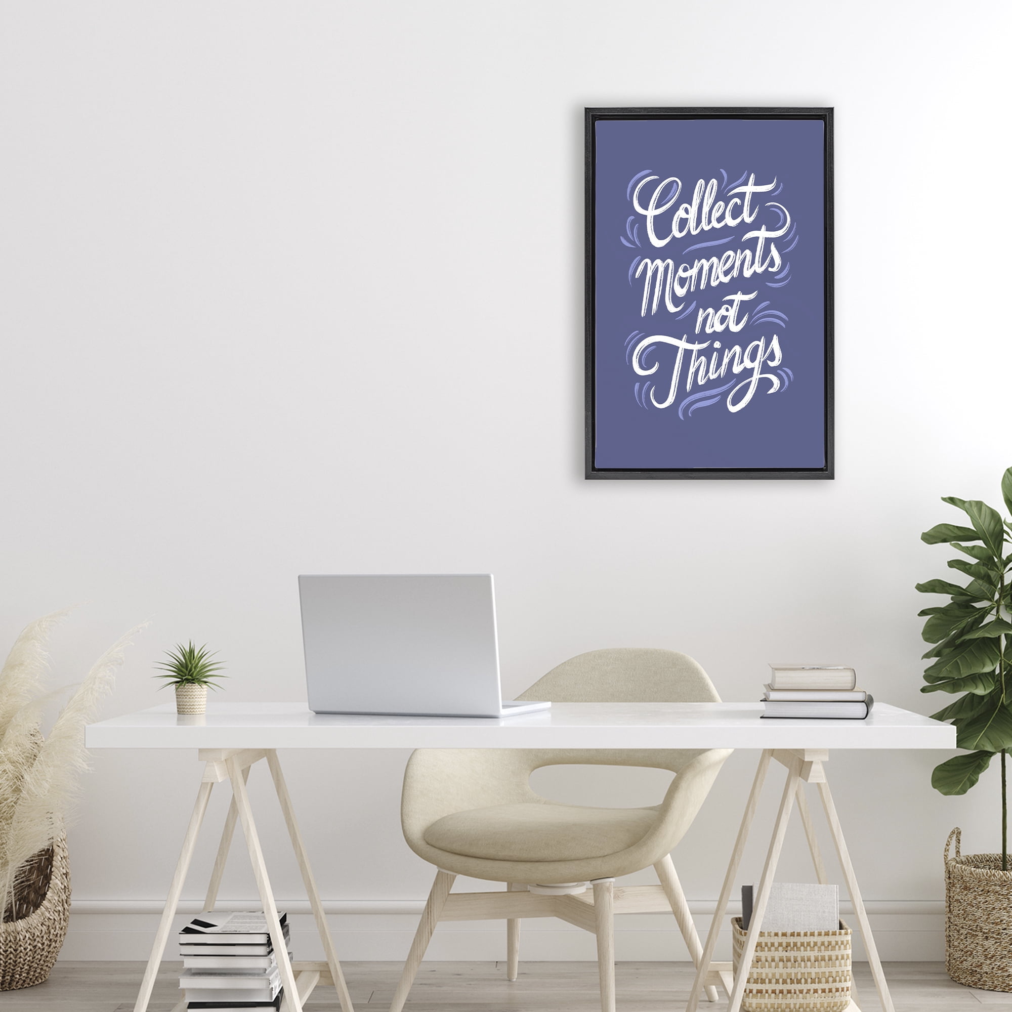 Stupell Industries Collect Moments Not Things Black Framed Floater Canvas Wall Art, design by Martina Pavlova