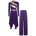 thumbnail image 1 of TSSOE Robe de Danse de Louange pour Femmes, Robe à Superposition Irrégulière, Pantalon à Jambes Larges, Costume de Danse Lyrique de Salon, Violet G, 1 of 7