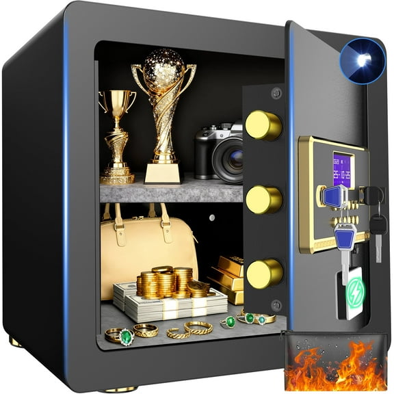 Gemaisil 2.5 Cuft Safe Box for Home,  Electronic Safe with Digital Keypad, Safe with Fireproof Bag & Adjustable Shelf(Black)