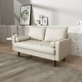 thumbnail image 4 of White Loveseat Sofa for Living Room - Modern Faux Leather Loveseat, Small Space Seating, 4 of 4