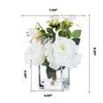 thumbnail image 4 of Enova Home Artificial 3 Large Silk Roses Flowers Arrangement in Clear Glass Vase with Faux Water (White), 4 of 4