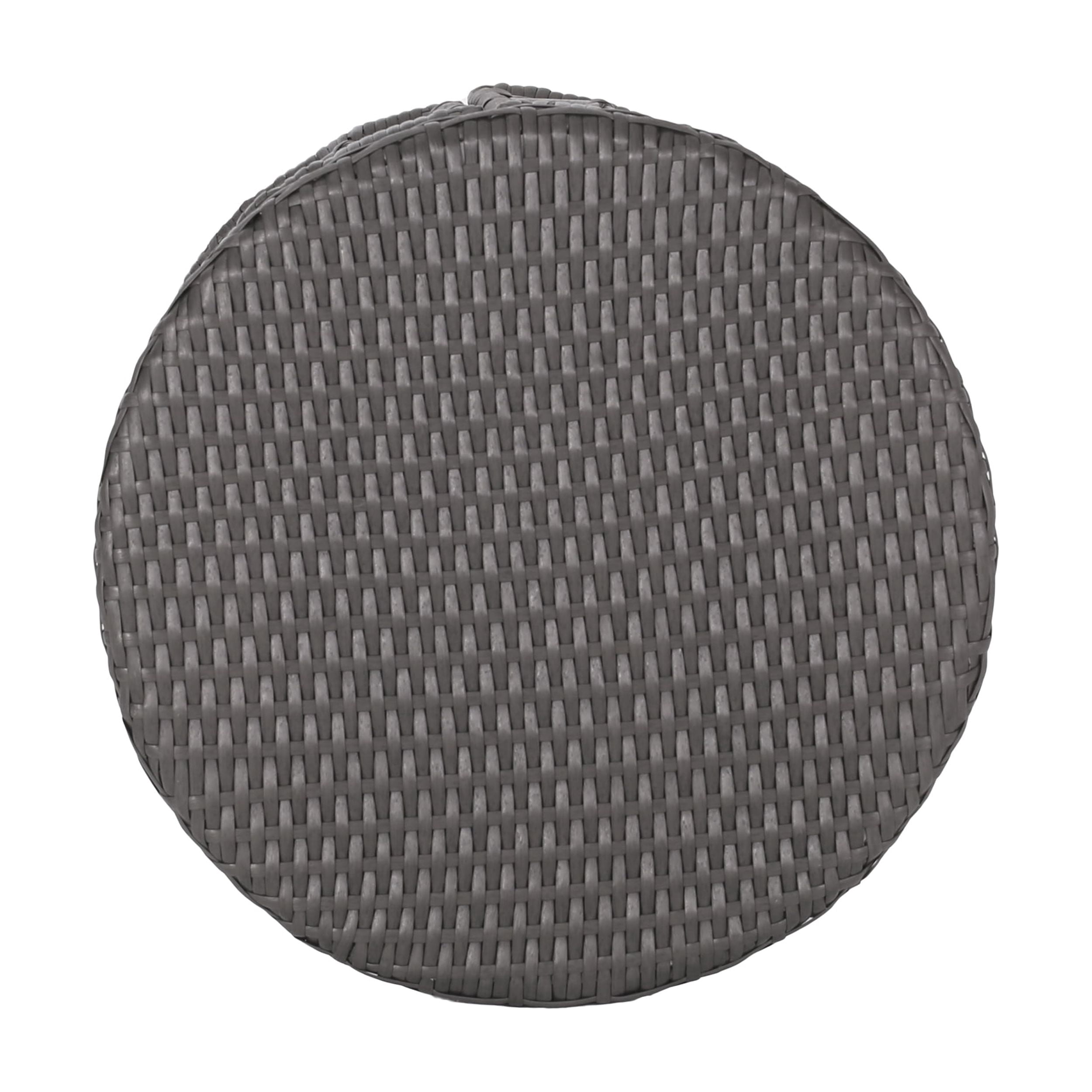 Outdoor Wicker Weave Accent Side Table, Leisure Display Table for Patio Garden, Gray