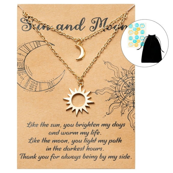 3PCS Sun Moon Necklace for Birthday Gift,Classical Pendant for Daily Wear