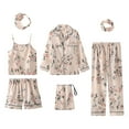 thumbnail image 2 of 7 Piece Silk Pajama Set for Women,Womens 7pcs Silk Satin Pajamas Sets Short Sleeve Button Down Shirt Camisole Shorts Pjs Set with Eye Mask, 2 of 6