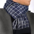 thumbnail image 1 of Blue White Squares Mens Silk Scarf - Designer neck scarf for winters, 1 of 1
