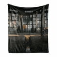 thumbnail image 1 of Industrial Soft Flannel Fleece Throw Blanket, Creepy Dark Interior of a Derelict Workplace Blight Aged Warehouse Door Image, Cozy Plush for Indoor and Outdoor Use, 70" x 90", Multicolor, by Ambesonne, 1 of 6