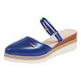thumbnail image 6 of Rokment Womens Platform Wedge Dress Slip on Sandals 2026 Summer Fashion Metallic Two-Ways Convertible Leather Closed Toe Clogs Slingback Dressy Slides for Bride Wedding Blue Size 6, 6 of 8