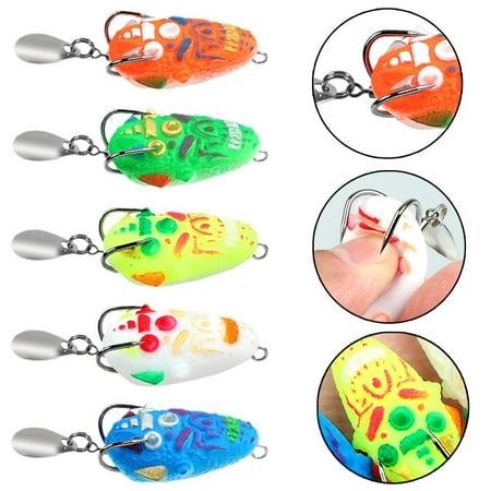 BQLQBQLQ Mini Frog Soft Bait 40mm 47g Double Hide Hook Fishing Lure Bionics Sequin
