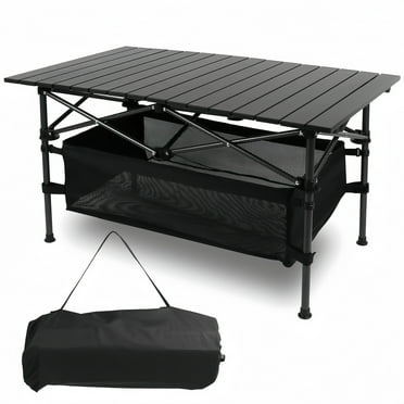 Ultralight Aluminum Foldable Camping Table - Portable Roll-Up Design with Carry Bag, for Indoor Outdoor Camping Beach Backyard BBQ Parties Picnic Patio