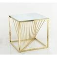 thumbnail image 1 of Brassex Kingston Modern Glam Side Table for Living Room and Bedroom with Marble Glass Top and Gold Stainless Steel Base, 1 of 8