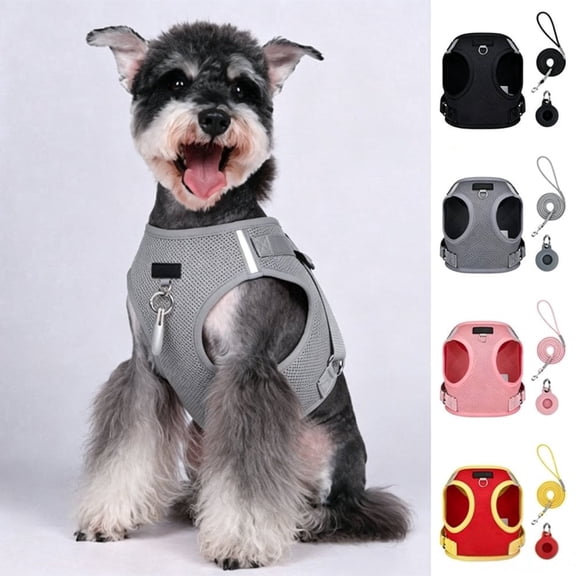 Escape‑Proof Dog Vest Harness with Leash & AirTag Holder, Soft Adjustable Mesh Pet Harness for Walking & Outdoor Travel, Ideal for Small Dogs and Cats