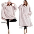 thumbnail image 3 of Cozy Sherpa Wearable Snuggle Blanket Hoodie for Adults Women Men Kids Gift Idea，Oversized Blanket Sweatshirt，Super Warm Light Weight, Pink Over-length, 3 of 7