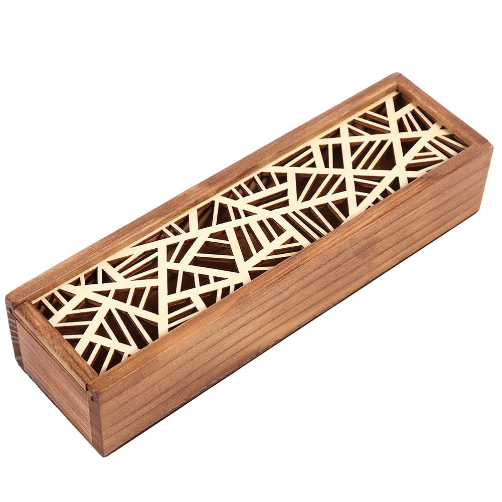 BORDSTRACT Wooden Pencil Case Box, 4 Types Pencil Holder With Carved