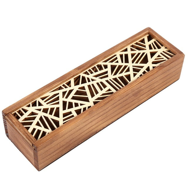 Wooden Pencil Case Box Desktop Stationery Storage Organiser School (#4 Geometric Patch Type)