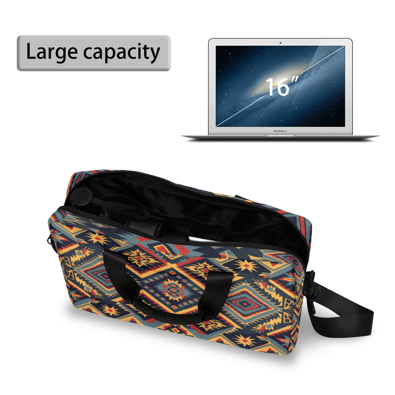 Herdesigns Aztec Laptop Bag for Women Men, Computer Case Briefcase Messenger Bags, 15-15.6 inch Laptop Sleeve Shoulder Bag
