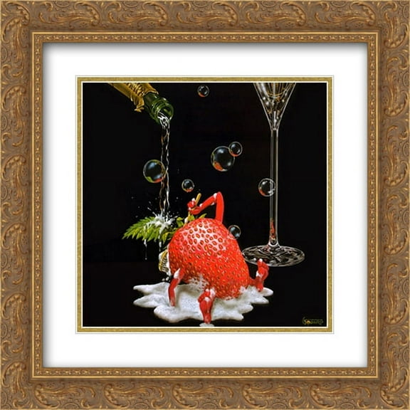 Bubbly Bath 2x Matted 16x16 Gold Ornate Framed Art Print by Michael Godard