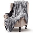 thumbnail image 4 of KAWAHOME Faux Fur Blanket King Size Winter Ultra Luxury Soft Cozy Warm Fluffy Plush Faux Rabbit Fur Blankets Quatrefoil Pattern for Couch Sofa Bed, 108" X 90" Dark Grey, 4 of 4