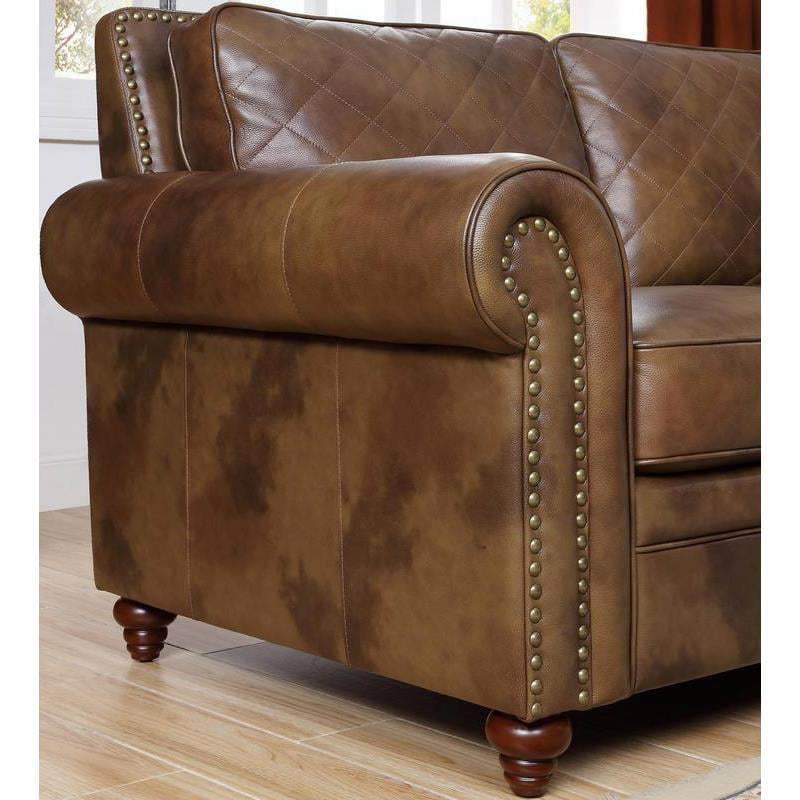 Malati Brown Italian Leather Sofa And, Paladia Leather Sofa