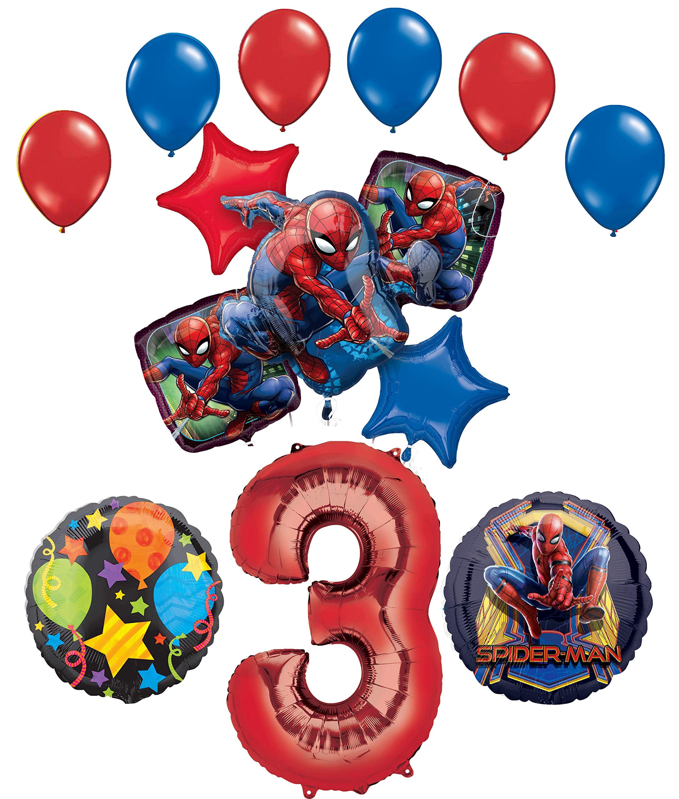 Spider-Man Balloon Bouquet 3rd Birthday Party Supplies Decorations Spiderman 