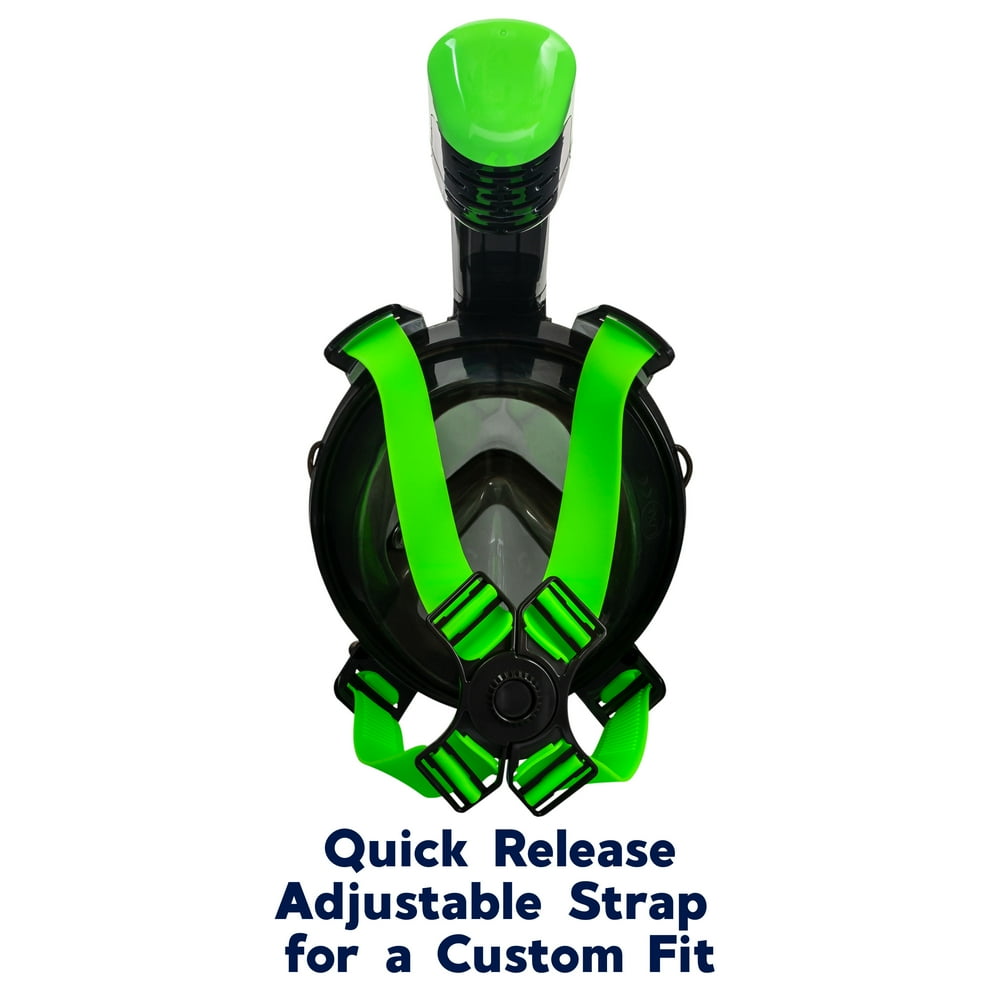 Dolfino Frontier Adult Full Face Snorkel Mask, Green, Large/Extra Large
