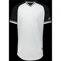 Russell R01X3B.132.L Youth Classic V-Neck Jersey, White & Black - Large