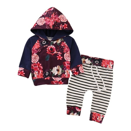 

NZRVAWS Baby Girls Outfits 12 Months Baby Girls Floral Print 18 Months Baby Girls Hoodies Pants 2Pcs Winter Clothes Set